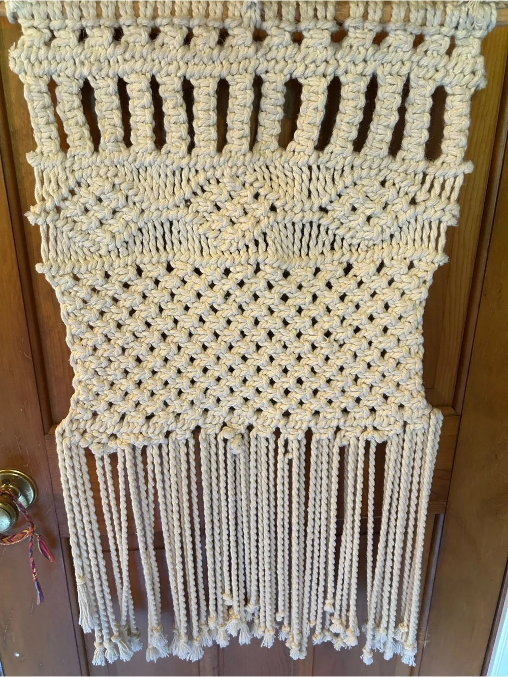 Handmade Cream Macramé Wall Tapestry - Boho Textured Hanging